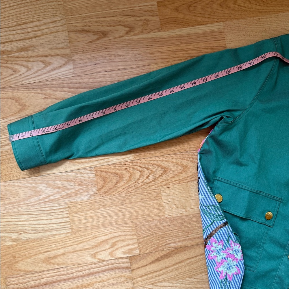 Vilagallo Embroidered Sequin Jacket Women’s 40 Green Floral Back Statement Spain - Picture 13 of 15